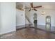 Spacious living area highlighting hardwood floors, an open staircase, and recessed lighting at 15828 N 10Th Pl, Phoenix, AZ 85022