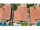 Aerial view of the backyard showing a covered patio, private pool, and neat landscaping at 7464 E Lompoc Ave, Mesa, AZ 85209