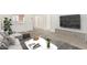 Bright living room boasts neutral walls, modern decor, and a large flatscreen TV for comfortable, contemporary living at 131 N Higley Rd # 117, Mesa, AZ 85205