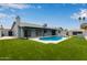 Tranquil backyard pool with lush artificial turf and ample space for outdoor enjoyment at 1416 W Highland St, Chandler, AZ 85224