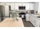 Modern kitchen featuring stainless steel appliances, a stylish island, and white cabinets for a bright and airy feel at 1469 S Boulder St # C, Gilbert, AZ 85296
