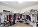 Spacious walk-in closet with organized storage, including hanging racks and shoe shelves at 18351 W Southgate Ave, Goodyear, AZ 85338