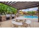 Outdoor kitchen area with grills, stone accents, a picnic table, and pool access at 20750 N 87Th St # 2115, Scottsdale, AZ 85255