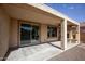 Covered patio featuring a fireplace, recessed lighting, and seamless access to the backyard at 21883 N 263Rd Dr, Buckeye, AZ 85396