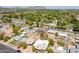 Aerial view of a suburban neighborhood with mature trees, single-Gathering homes, swimming pools, and a mountain backdrop at 3115 N 26Th St, Phoenix, AZ 85016