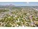 A wide aerial view shows homes with green trees in a quiet suburban neighborhood with views of the surrounding mountains at 3115 N 26Th St, Phoenix, AZ 85016