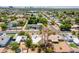 An aerial view shows a neighborhood with single-Gathering homes, mature trees, and a city skyline in the background at 3115 N 26Th St, Phoenix, AZ 85016