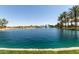 Scenic view of the beautiful lake with palm trees and a clear blue sky, perfect for leisure at 43803 W Wade Dr, Maricopa, AZ 85138