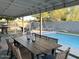 Inviting backyard patio with a dining table, grill, and a refreshing swimming pool, perfect for outdoor entertaining at 694 W Park Ave, Chandler, AZ 85225