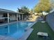 Lush backyard with a pool, patio, and grassy area for recreation and leisure at 694 W Park Ave, Chandler, AZ 85225