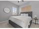 Cozy bedroom features a tufted headboard, neutral colors, and a bright window at 883 E Hampton Ln, Gilbert, AZ 85295