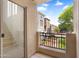 Balcony view of neighborhood with wrought iron railing and glass sliding door at 2401 E Rio Salado Pkwy # 1055, Tempe, AZ 85288