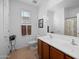Well-lit bathroom with a dual sink vanity, and neutral accents at 36515 N Takota Trl, San Tan Valley, AZ 85140