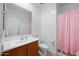 Clean bathroom featuring a single sink vanity, toilet and shower at 36515 N Takota Trl, San Tan Valley, AZ 85140