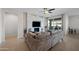 Modern living room featuring fireplace, and access to the outdoor patio at 36515 N Takota Trl, San Tan Valley, AZ 85140