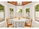 Sunlit breakfast nook boasts a round table, stylish chairs, and a backyard view at 4948 E Evans Dr, Scottsdale, AZ 85254