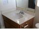 Neat bathroom vanity with a classic faucet, ample counter space, and a large mirror at 1827 E Carla Vista Dr, Gilbert, AZ 85295