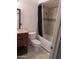 Bathroom features a vanity with tile countertop and tiled shower with shower curtain at 2179 E Palmcroft Dr, Tempe, AZ 85282