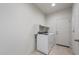 Bright laundry room featuring modern washer and dryer and built-in shelving for added storage at 42945 W Palo Amarillo Rd, Maricopa, AZ 85138