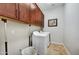 Functional laundry area with overhead cabinets and modern appliances at 5626 E Sleepy Ranch Rd, Cave Creek, AZ 85331