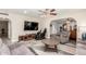 Comfortable living room with large TV and massage chair, seamlessly connected to other living spaces at 8464 N 7Th Ave, Phoenix, AZ 85021