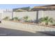 Well manicured backyard with palm trees and block fencing at 925 E Wagoner Rd, Phoenix, AZ 85022