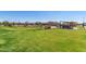 Expansive green lawn in the community, featuring a covered barbecue area, picnic tables, and trees at 1840 S Follett Way, Gilbert, AZ 85295