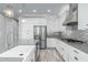 Modern kitchen featuring white cabinets, stainless steel appliances, and a stylish backsplash at 1848 S Follett Way, Gilbert, AZ 85295