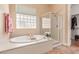 Bathroom features a soaking tub, walk-in shower, and tiled floors at 20283 N 273Rd Ave, Buckeye, AZ 85396