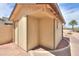 A close up side view of the home's detached storage shed at 40232 W Marion May Ln, Maricopa, AZ 85138