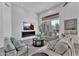 Cozy living room with modern fireplace, comfortable seating, and ample natural light at 6184 E Dusty Coyote Cir, Scottsdale, AZ 85266