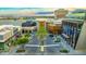 Shopping center aerial shot showcasing palm trees, modern buildings, and well-maintained landscaping at 7141 E Rancho Vista Dr # 6007, Scottsdale, AZ 85251