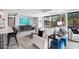 Open-concept living room with modern decor, breakfast bar seating, and beautiful views of the exterior landscape at 7141 E Rancho Vista Dr # 6007, Scottsdale, AZ 85251