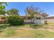 Manicured backyard features covered patio, mature trees, well-maintained lawn, and privacy at 10201 N 97Th Ave # B, Peoria, AZ 85345
