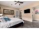Bright bedroom featuring contemporary decor, a ceiling fan, and a flat-screen television on the wall at 20532 W Summit Pl, Buckeye, AZ 85396