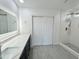 Bright bathroom features a modern vanity, shower, and stylish gray flooring at 22261 W Tonto St, Buckeye, AZ 85326