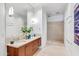 Elegant bathroom with dual sinks, sleek vanity, and a spacious glass-enclosed shower at 4747 N Scottsdale Rd # 4003, Scottsdale, AZ 85251