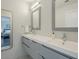 Bright bathroom with gray vanity, double sinks, and modern fixtures at 6945 E Osborn Rd # E, Scottsdale, AZ 85251