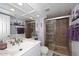 Bathroom with a single sink vanity, and a walk-in shower at 7860 E Camelback Rd # 404, Scottsdale, AZ 85251