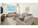 Cozy living room with comfortable seating, a view of the desert and a modern decor at 16025 E Rancho Laredo Dr, Scottsdale, AZ 85262