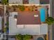 Aerial view of the house featuring a pool, a patio, landscaping and an outdoor dining area at 2018 E Balboa Dr, Tempe, AZ 85282