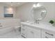 Clean white bathroom boasts a sleek vanity, modern fixtures, and a relaxing soaking tub at 23240 N Country Club Trl, Scottsdale, AZ 85255