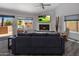 Inviting living room with fireplace, TV, and access to outdoor patio seating area at 25609 N Forest Rd # 13, Rio Verde, AZ 85263