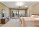 Bedroom featuring a rustic bed, outside views, and access to the outdoors through french doors at 40123 N Majesty Trl, Anthem, AZ 85086