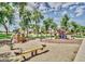 Community playground featuring swings, slides, and a rock-climbing structure on a sunny day at 4266 E Blue Sage Ct, Gilbert, AZ 85297