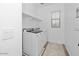 Efficient laundry room with modern washer and dryer, and convenient shelving at 9230 E Scott Ave, Mesa, AZ 85212