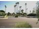 Inviting community entrance with mature palm trees providing a grand sense of arrival at 11411 N 91St Ave # 28, Peoria, AZ 85345