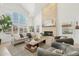 Bright living room with a stone fireplace, large windows, and comfortable seating area, creating a cozy atmosphere at 1285 E Horseshoe Ave, Gilbert, AZ 85296
