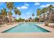 Beautiful community pool surrounded by palm trees and well-maintained landscaping at 1727 E Chelsea Ln, Gilbert, AZ 85295