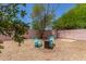 Gravel backyard with a fire pit, outdoor chairs, block wall, and landscaping at 22056 N 32Nd Ave, Phoenix, AZ 85027